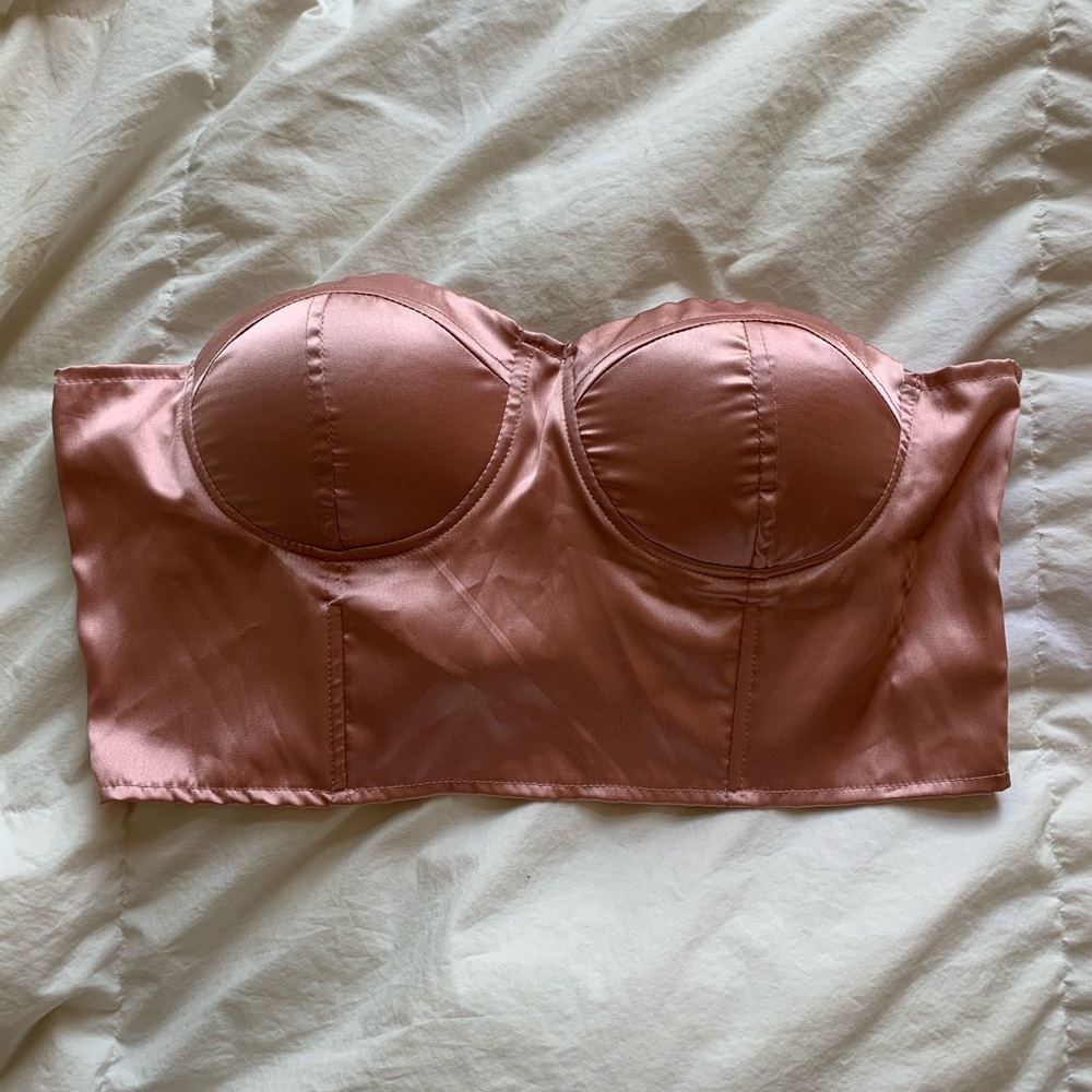 Strapless Blush pink satin bustier
